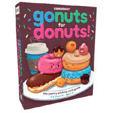 Go Nuts for Donuts gamebox, featuring a cartoon drawing of sugary treats.